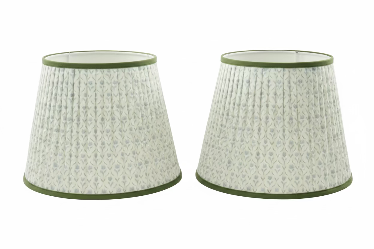 Pair of Light Green Floral Shades