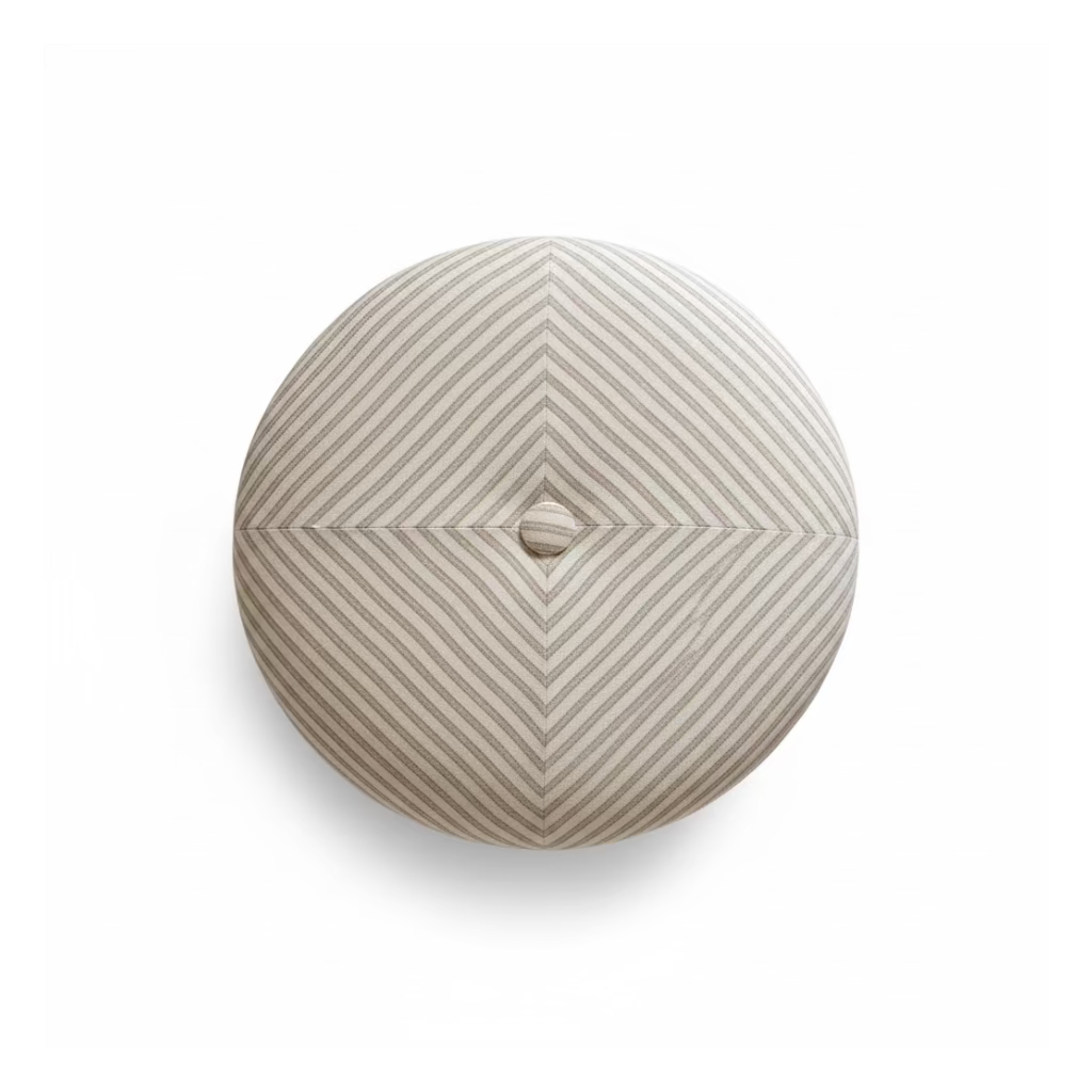 Round Ottoman with Bamboo Carved Legs