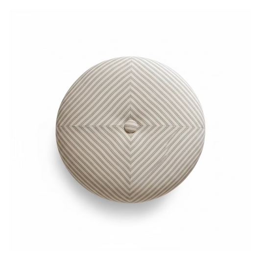 Round Ottoman with Bamboo Carved Legs