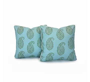Pair of Teal Paisley Peter Dunham Pillows