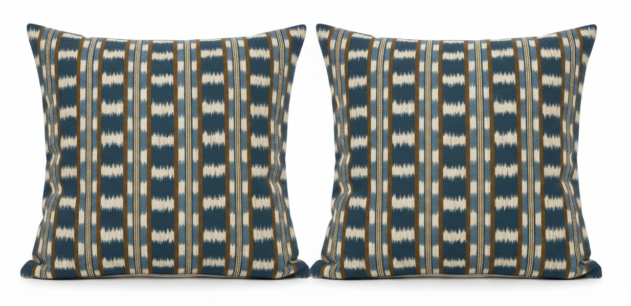Pair of Blue Ikat Manuel Canovas Pillows