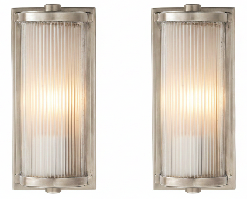Pair of Dresser Short Glass Rod Lights
