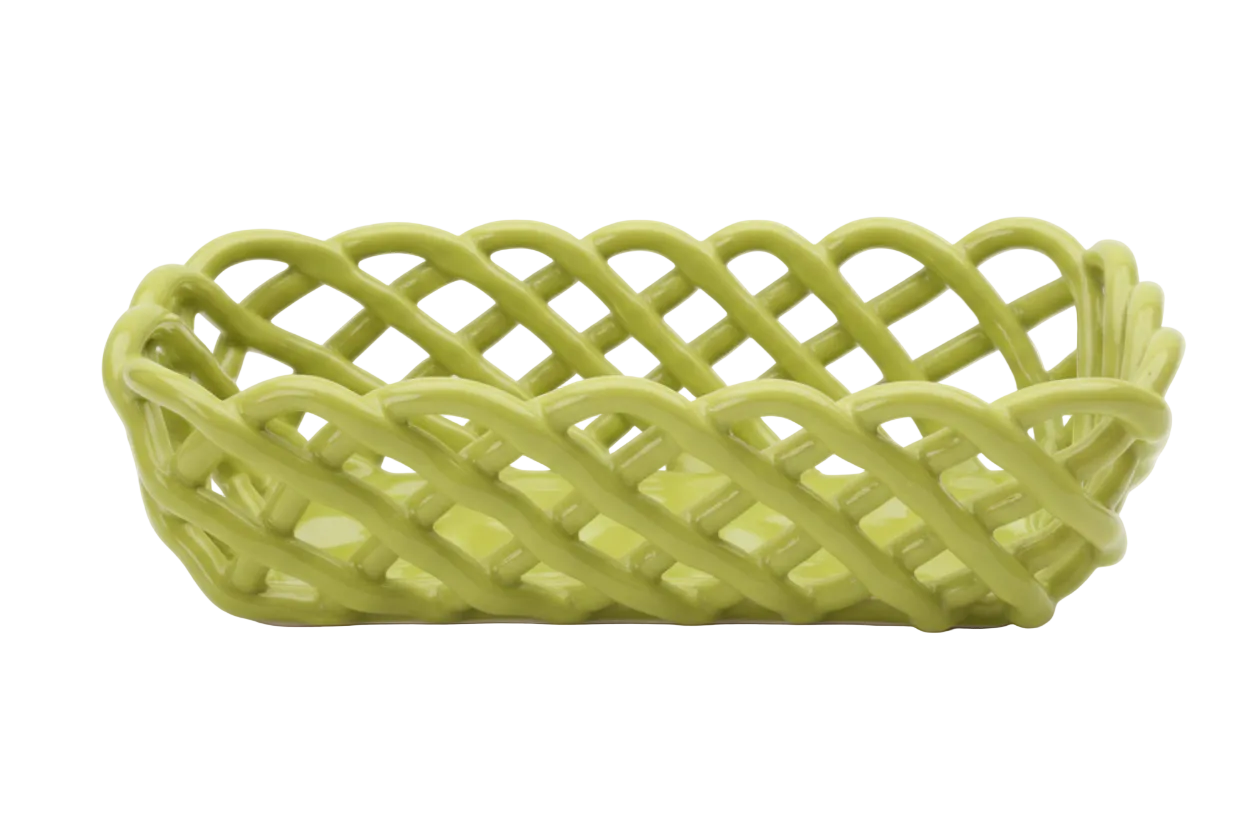 Green Italian Ceramic Bread Basket
