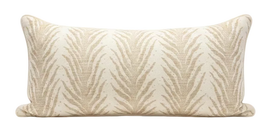 Beige Fern Long Lumbar Pillow