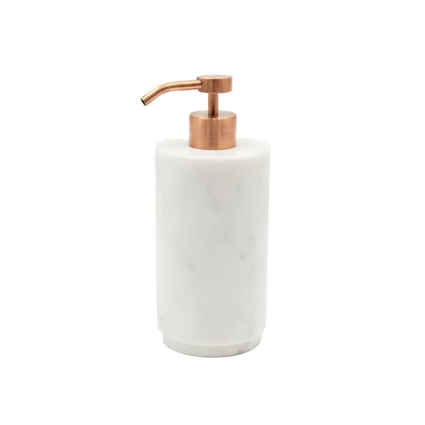 Pearl White Marble Cylindrical Soap Dispenser