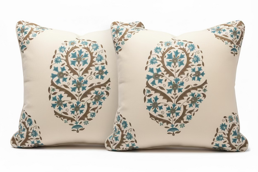 Pair of Teal & Taupe Pillows