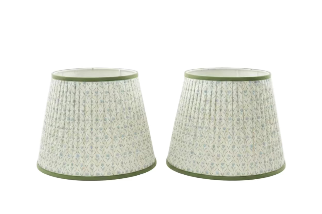 Pair of Light Green Floral Shades