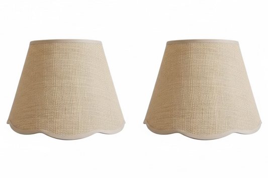 Pair of Rattan Scalloped Shades
