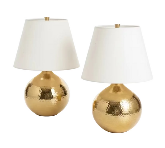Pair of Round Golden Lamps