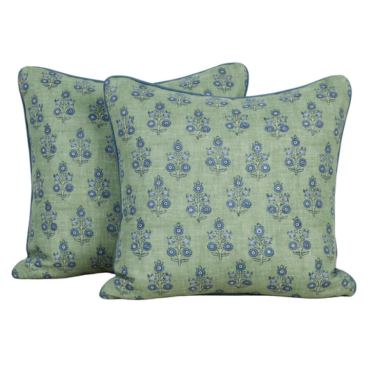 Green and Blue Floral Pillows