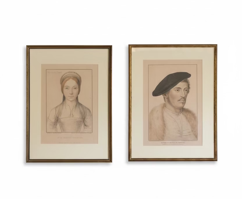 Pair of Original Engravings In His Majesty's Collection by Hans Holbein