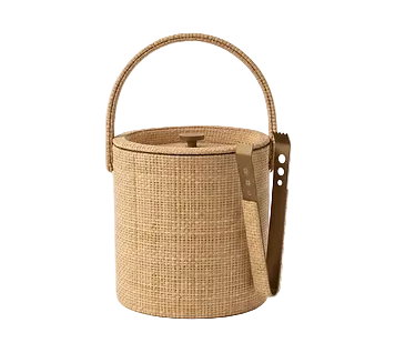 Raffia Ice Bucket and Tongs