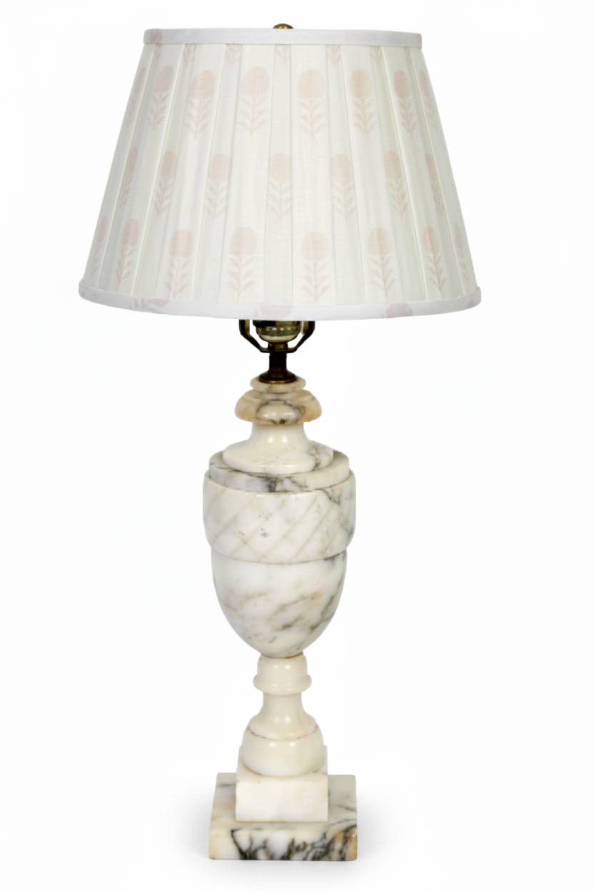 Vintage Carved Alabaster Table Lamp