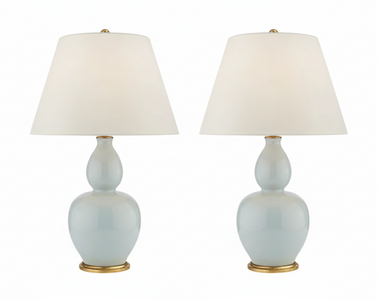 Pair of Blue Double Gourd Lamps