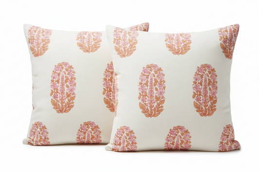 Pair Custom Pillows Pink Paisley