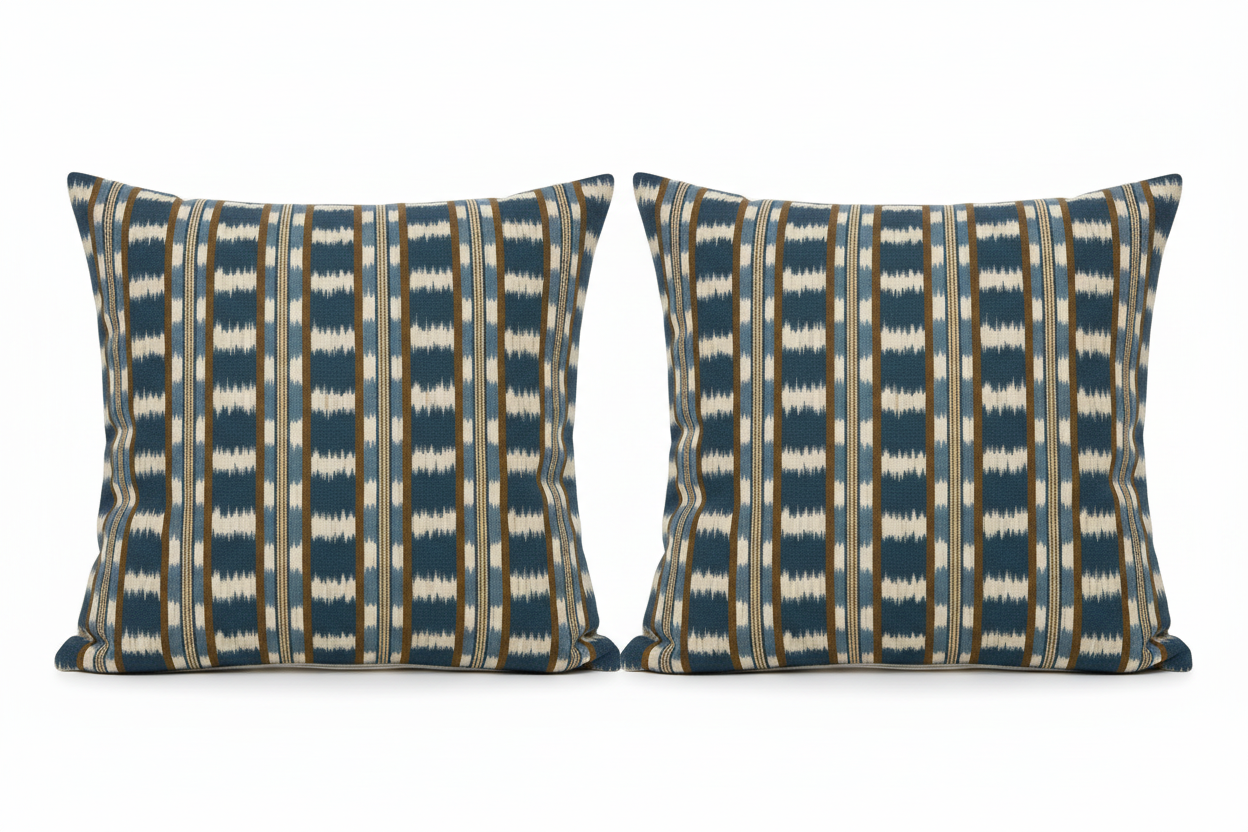 Pair of Blue Ikat Manuel Canovas Pillows