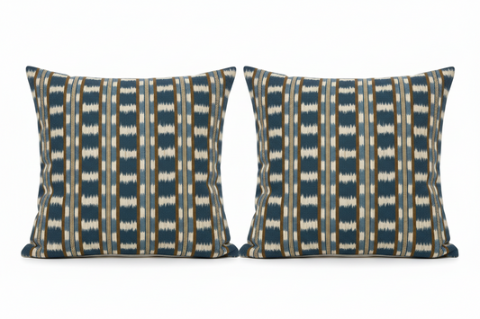 Pair of Blue Ikat Manuel Canovas Pillows