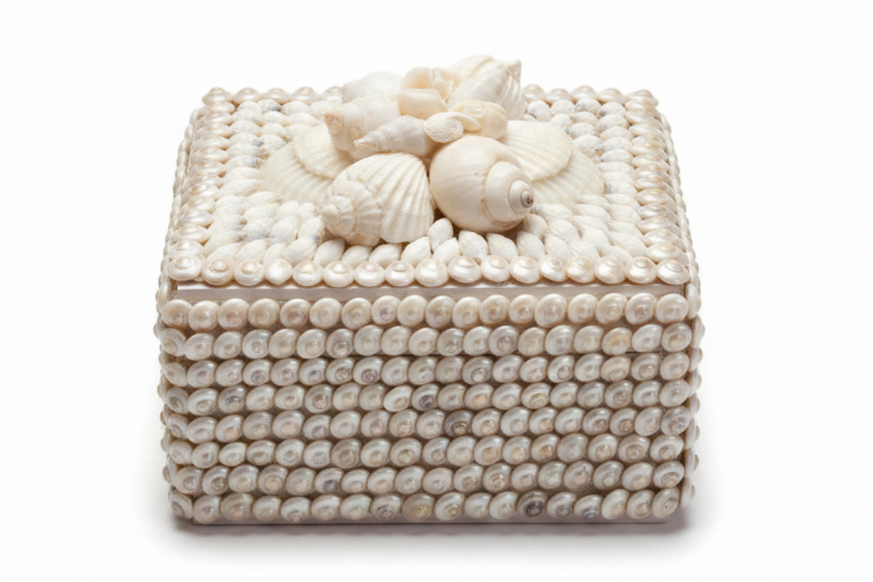 White Pearled Umbonium Shell Box