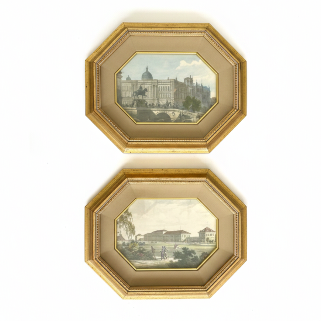 Pair of Octagonal Designer Framed Wall Art
