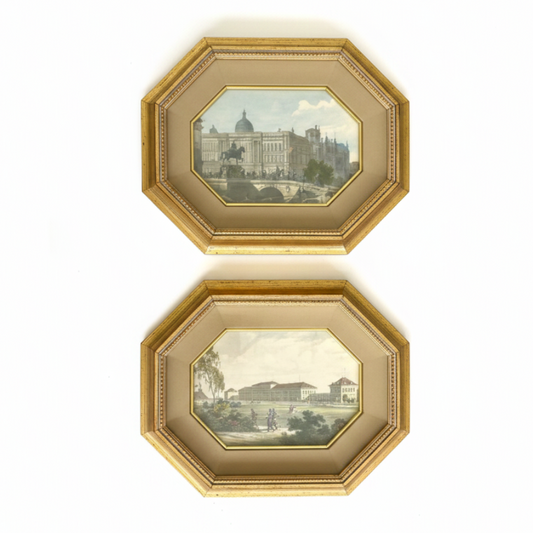 Pair of Octagonal Designer Framed Wall Art