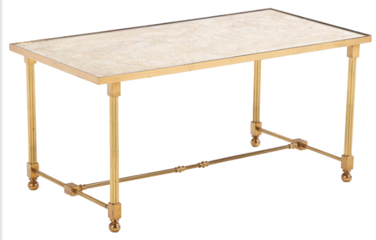 French Brass and Mirror Coffee Table