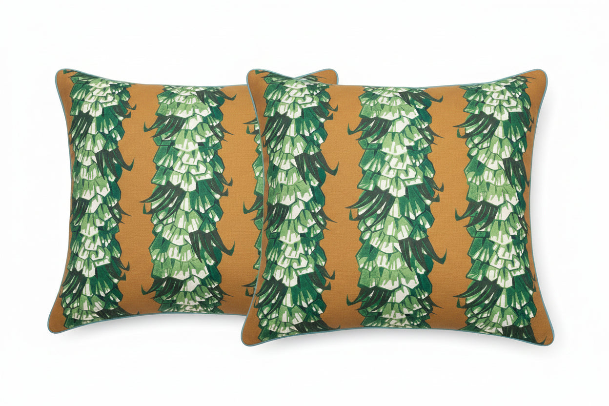 Pair of Brown & Green Carolina Irving Pillows