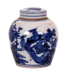 7″ Blue & White Phoenix Jar