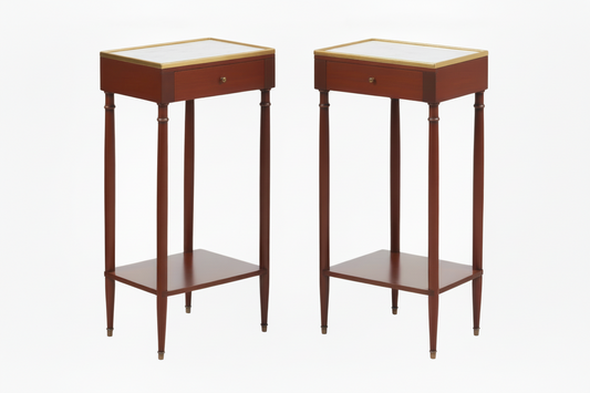 Pair of Mahogany Directoire Style Night Stands with Single Drawer