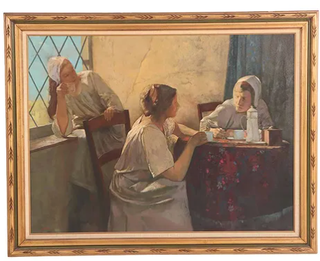 Painting of Three Dutch Women - Oil on Canvas