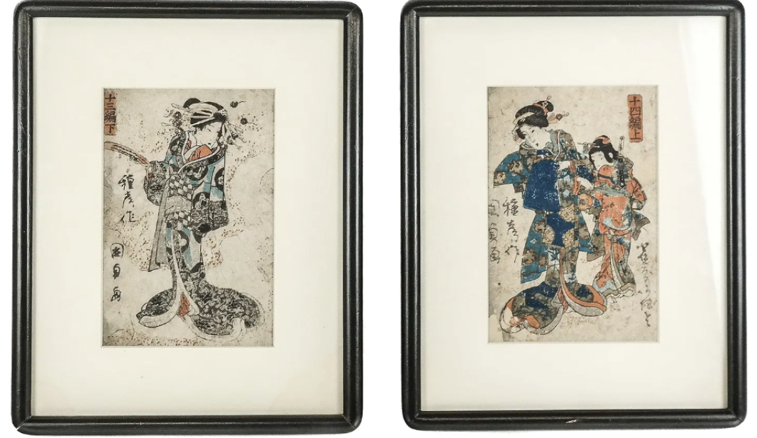 Pair of Japanese Edo Period Woodblock Prints