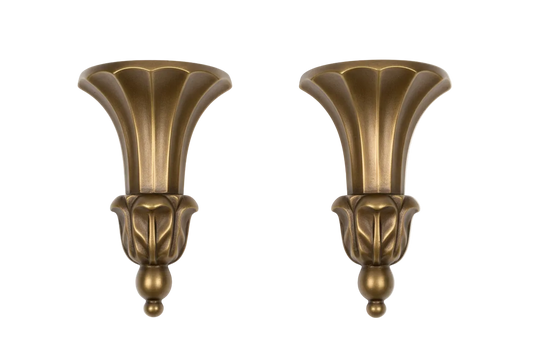 Pair Hollywood Regency Solid Brass Wall Bracket