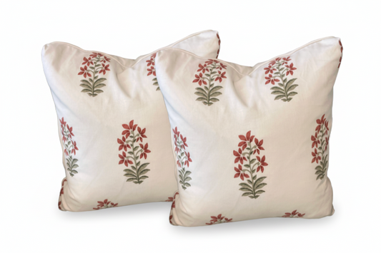 Pair of Block Print Floral Pillows