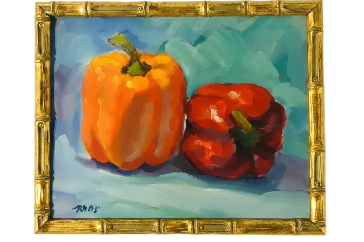 Original oil painting of peppers