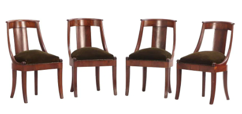 Set of 4 Mahogany 19th Century Gondola Form Chairs