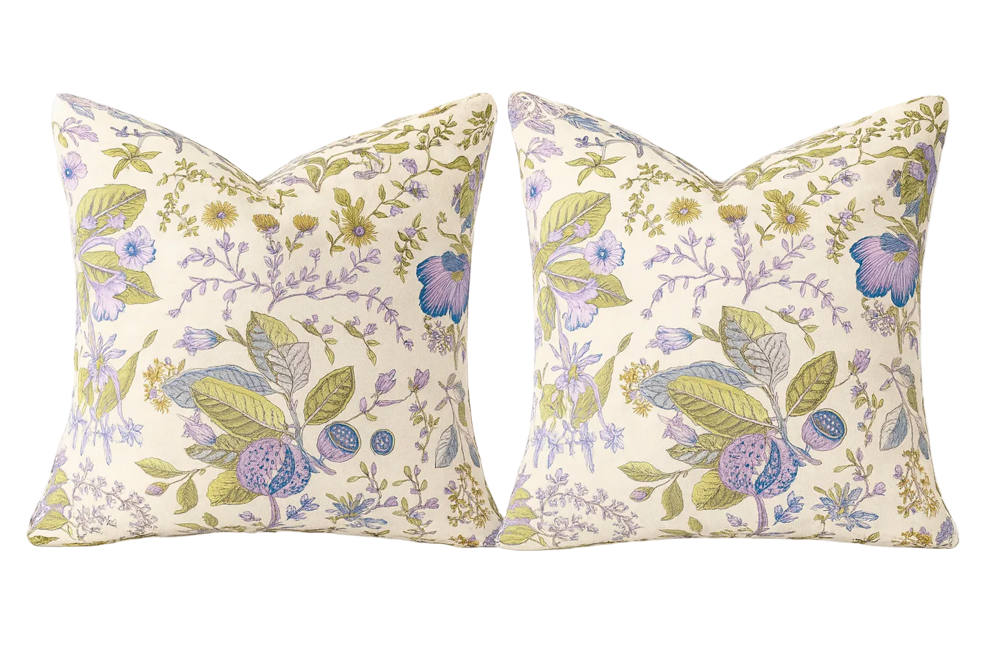 Pair of Purple Floral Schumacher Pillows