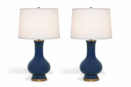 Pair of Dorothy Cobalt Lamps with Shades