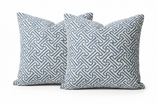 Pair of Blue and White Designer Pillows