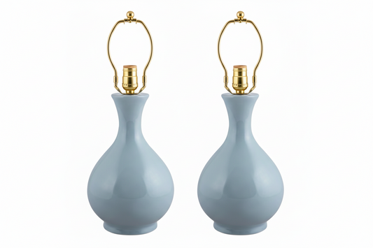 Pair of Teardrop White Ceramic Lamps