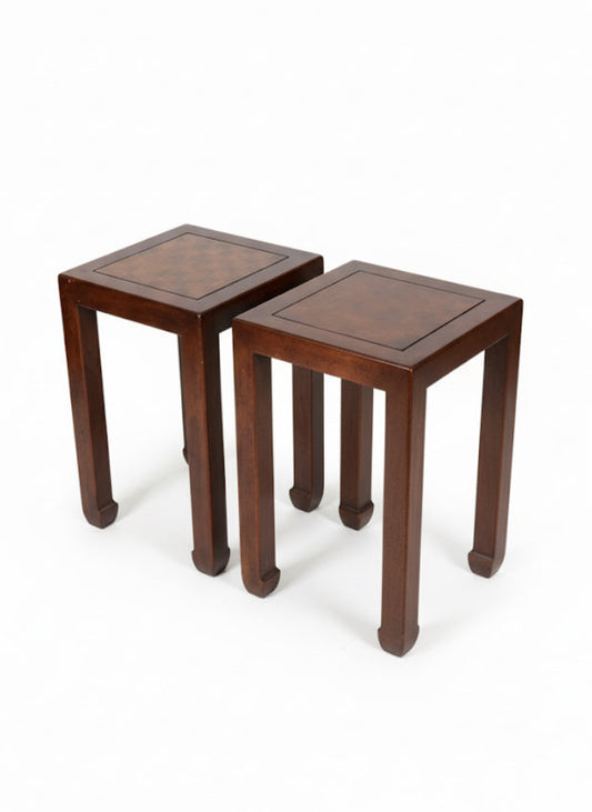 Pair of Mahogany Chinese End Tables