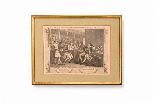 William Hogarth's THE INDUSTRIOUS PRENTICE Alderman of London, The Idle One Brought Before Him and Impeached by His Accomplice.