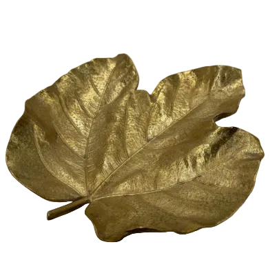 Vintage Heavy Brass Leaf Tray