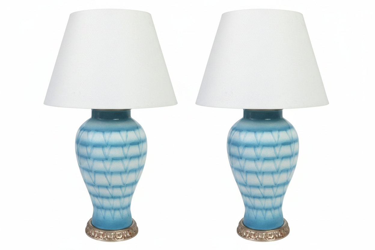 Pair of Bunny Williams Turquoise Lamps