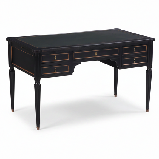 French Ebonized Louis XVI Leather Top Writing Desk