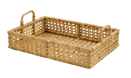 Rectangular Woven Cane Serving Tray