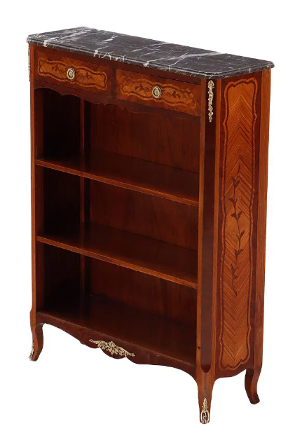 Louis XV Style Marble Top Open Bookcase